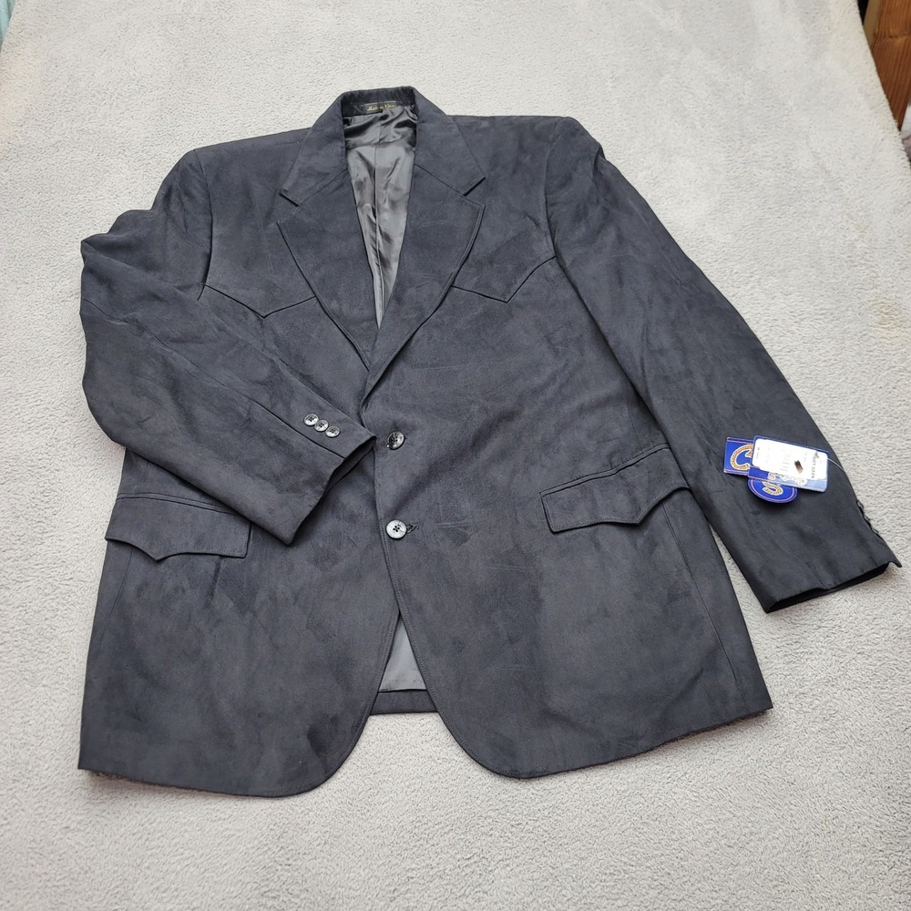 Circle S Mens 48R Black Microsuede Houston Western Blazer Sport Coat CC4625